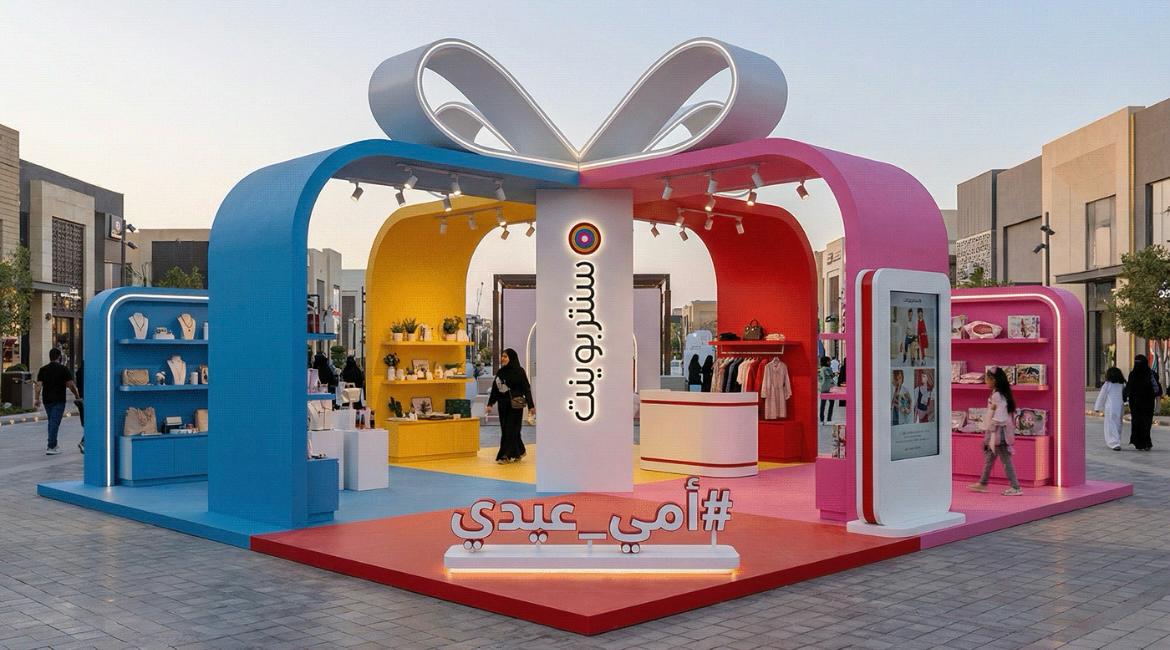 Colorful branded activation booth